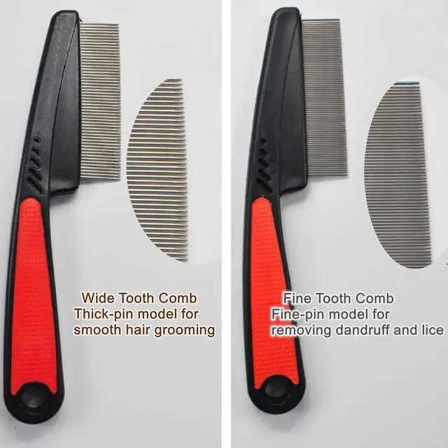 Alt view image 2 of 7 - 2 Pieces Stainless Steel Fine & Wide Tooth Comb, High Strength Teeth Hair Combs, Professional Dandruff Combs Grooming Tool (two different style)