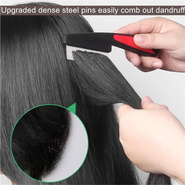 Alt view image 3 of 7 - 2 Pieces Stainless Steel Fine & Wide Tooth Comb, High Strength Teeth Hair Combs, Professional Dandruff Combs Grooming Tool (two different style)