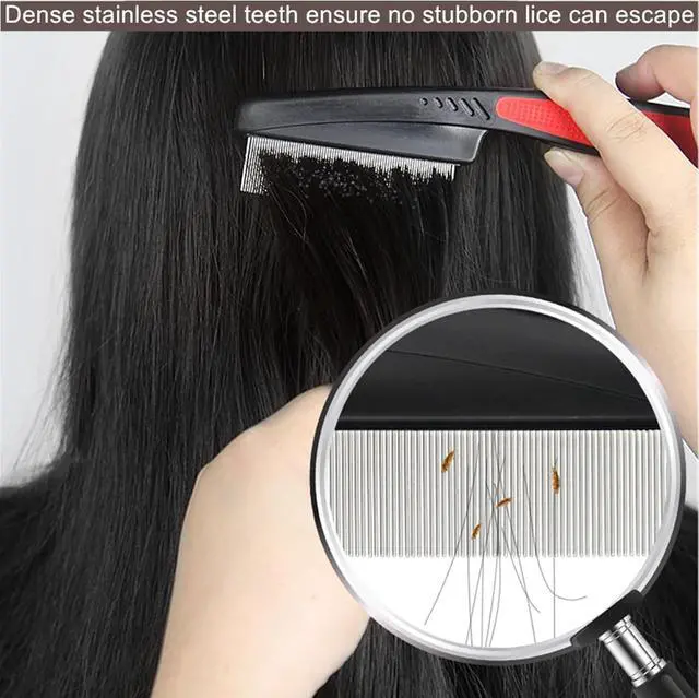 Alt view image 4 of 7 - 2 Pieces Stainless Steel Fine & Wide Tooth Comb, High Strength Teeth Hair Combs, Professional Dandruff Combs Grooming Tool (two different style)