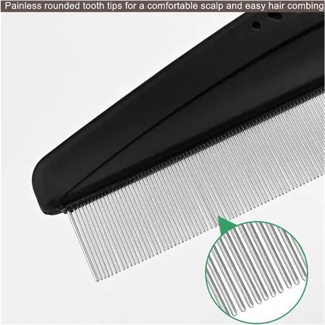 Alt view image 5 of 7 - 2 Pieces Stainless Steel Fine & Wide Tooth Comb, High Strength Teeth Hair Combs, Professional Dandruff Combs Grooming Tool (two different style)
