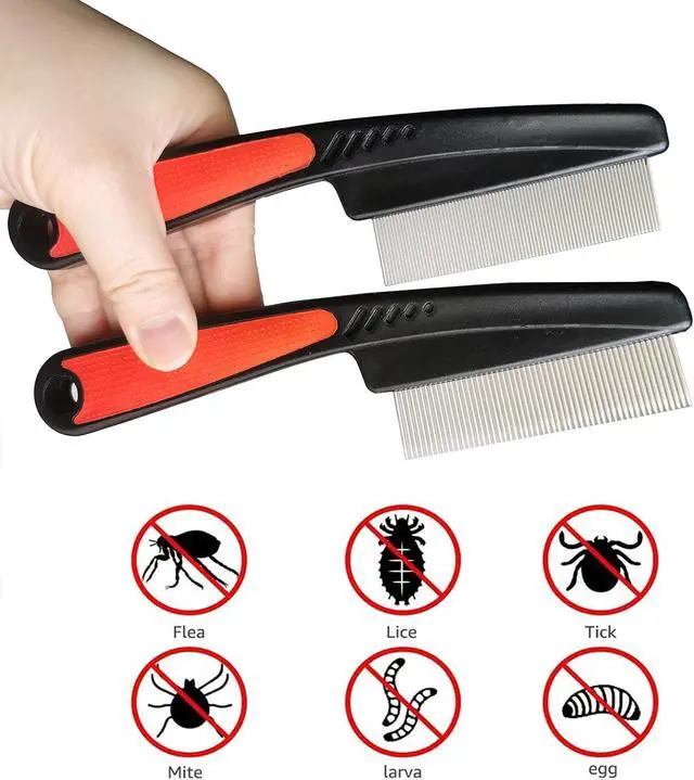 Alt view image 7 of 7 - 2 Pieces Stainless Steel Fine & Wide Tooth Comb, High Strength Teeth Hair Combs, Professional Dandruff Combs Grooming Tool (two different style)