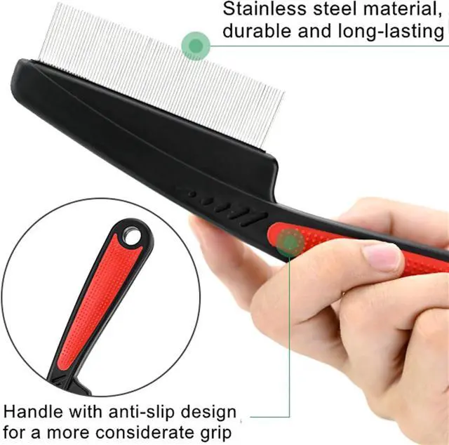 Alt view image 6 of 7 - 2 Pieces Stainless Steel Fine & Wide Tooth Comb, High Strength Teeth Hair Combs, Professional Dandruff Combs Grooming Tool (two different style)
