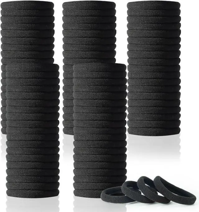 Main image of 100PCS AOHIEDI No Damage Hair Ties for Women Girls, Elastic Hair Bands for All Hair Types, Thick or Thin, Ponytail Holders are Easy to Remove and Don't get Tangled, Upgrade, Black