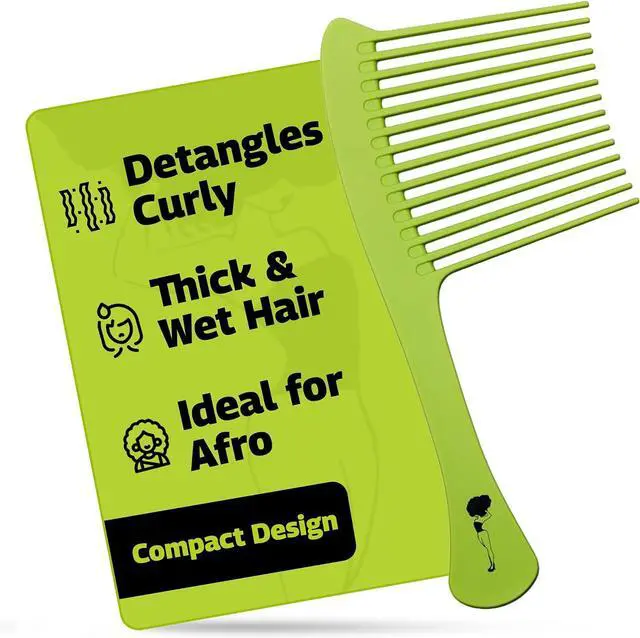Main image of Pardon My Fro Wide Tooth Comb for Curly Hair, Detangling Styling Tool Green | Gentle Detangling, Minimizes Snags, Ergonomic Grip, Lightweight, Perfect For Thick, Textured Hair, For Wet Use, Easy Care
