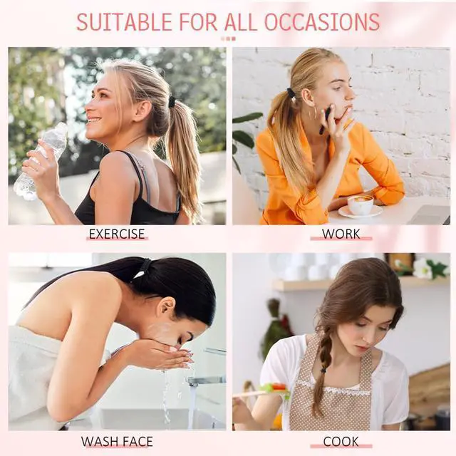 Alt view image 3 of 6 - 100PCS AOHIEDI No Damage Hair Ties for Women Girls, Elastic Hair Bands for All Hair Types, Thick or Thin, Ponytail Holders are Easy to Remove and Don't get Tangled, Upgrade, Black