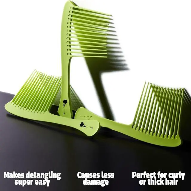 Alt view image 3 of 7 - Pardon My Fro Wide Tooth Comb for Curly Hair, Detangling Styling Tool Green | Gentle Detangling, Minimizes Snags, Ergonomic Grip, Lightweight, Perfect For Thick, Textured Hair, For Wet Use, Easy Care
