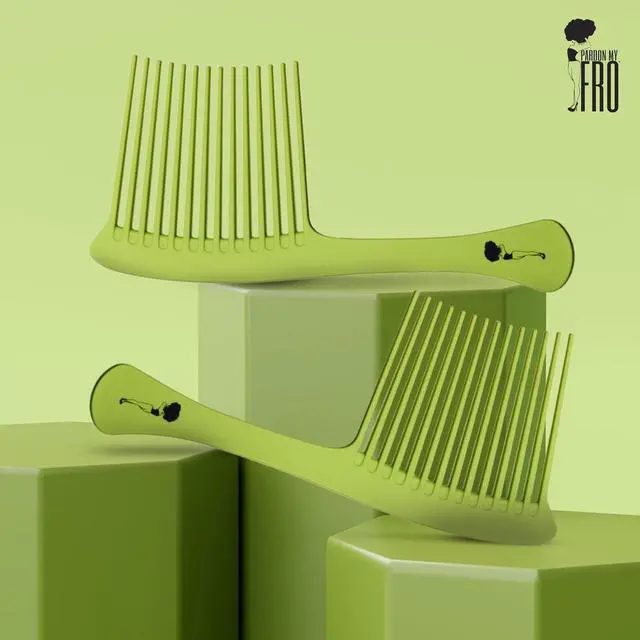 Alt view image 6 of 7 - Pardon My Fro Wide Tooth Comb for Curly Hair, Detangling Styling Tool Green | Gentle Detangling, Minimizes Snags, Ergonomic Grip, Lightweight, Perfect For Thick, Textured Hair, For Wet Use, Easy Care
