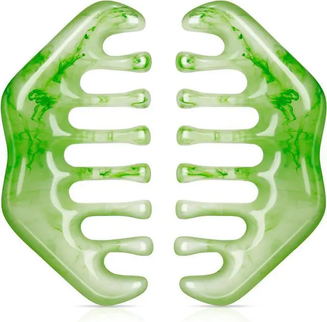 Main image of Geiserailie 2 Pcs Jade Combs Gua Sha Stone Scalp Massage Tool | Face Body Skin Hair Massage,Esthetician Supplies,Gifts for Women,Caring Therapy Tools