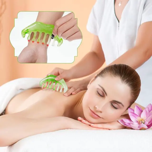 Alt view image 7 of 7 - Geiserailie 2 Pcs Jade Combs Gua Sha Stone Scalp Massage Tool | Face Body Skin Hair Massage,Esthetician Supplies,Gifts for Women,Caring Therapy Tools