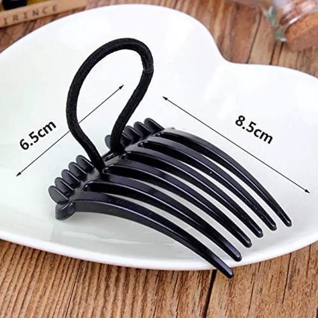 Alt view image 3 of 5 - 4Pcs Ponytail Bump it UP Volume Inserts Combs Fluffy Hair Comb Hair Styling Tool with Elastic Rubber Band (2 Black+2 Coffee)