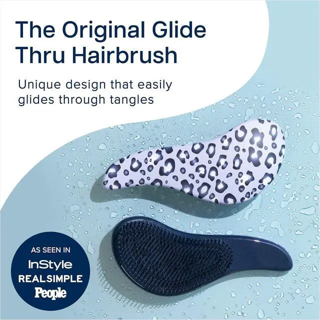 Alt view image 2 of 7 - Crave Naturals Glide Thru Detangler Brush - Curly Hair Brush for Women and Kids - Wet and Dry Comb for Adults - Soft Flexible Bristles for Gentle Use - Styling Tool for Curls - Blue Cheetah