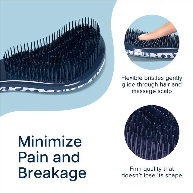 Alt view image 3 of 7 - Crave Naturals Glide Thru Detangler Brush - Curly Hair Brush for Women and Kids - Wet and Dry Comb for Adults - Soft Flexible Bristles for Gentle Use - Styling Tool for Curls - Blue Cheetah
