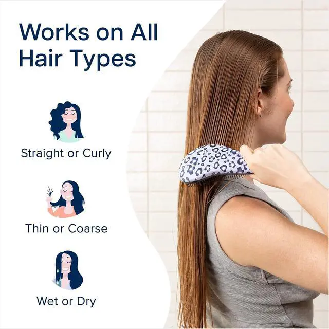 Alt view image 4 of 7 - Crave Naturals Glide Thru Detangler Brush - Curly Hair Brush for Women and Kids - Wet and Dry Comb for Adults - Soft Flexible Bristles for Gentle Use - Styling Tool for Curls - Blue Cheetah