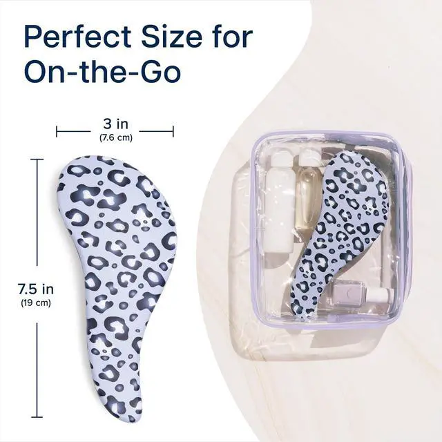 Alt view image 6 of 7 - Crave Naturals Glide Thru Detangler Brush - Curly Hair Brush for Women and Kids - Wet and Dry Comb for Adults - Soft Flexible Bristles for Gentle Use - Styling Tool for Curls - Blue Cheetah