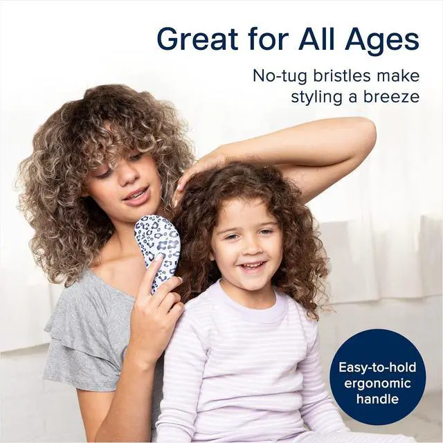 Alt view image 5 of 7 - Crave Naturals Glide Thru Detangler Brush - Curly Hair Brush for Women and Kids - Wet and Dry Comb for Adults - Soft Flexible Bristles for Gentle Use - Styling Tool for Curls - Blue Cheetah
