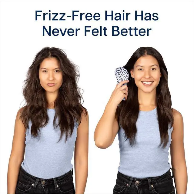 Alt view image 7 of 7 - Crave Naturals Glide Thru Detangler Brush - Curly Hair Brush for Women and Kids - Wet and Dry Comb for Adults - Soft Flexible Bristles for Gentle Use - Styling Tool for Curls - Blue Cheetah