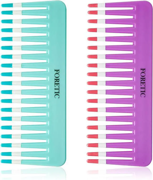 Main image of 2-Pack Wide-Tooth Anti-Static Comb Set-6.1inch Handle-Free Design, Suitable for Curly, Wet & Dry Hair, Portable Travel Detangling Comb (Purple+Blue)
