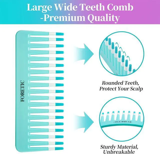 Alt view image 2 of 7 - 2-Pack Wide-Tooth Anti-Static Comb Set-6.1inch Handle-Free Design, Suitable for Curly, Wet & Dry Hair, Portable Travel Detangling Comb (Purple+Blue)