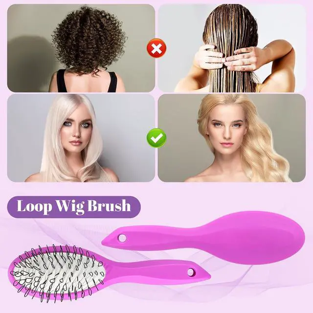 Alt view image 3 of 7 - Wig Brush Comb Set, Premium Matte Grip, 2pcs Professional Extension Brush with Ergonomic Travel Size Design for Human and Synthetic Hair