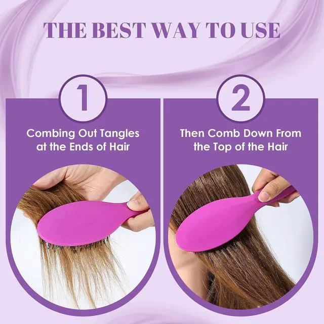 Alt view image 6 of 7 - Wig Brush Comb Set, Premium Matte Grip, 2pcs Professional Extension Brush with Ergonomic Travel Size Design for Human and Synthetic Hair