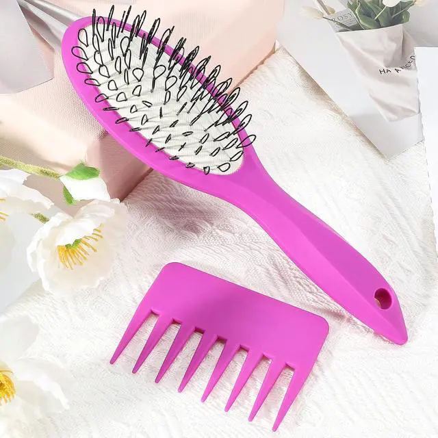 Alt view image 7 of 7 - Wig Brush Comb Set, Premium Matte Grip, 2pcs Professional Extension Brush with Ergonomic Travel Size Design for Human and Synthetic Hair