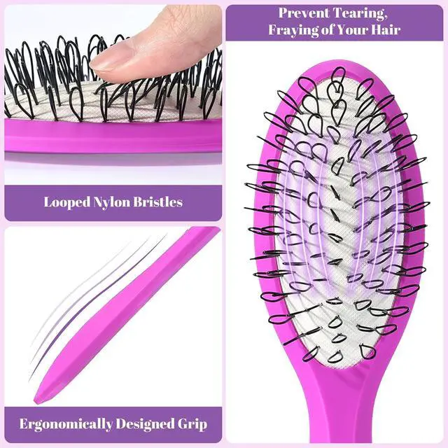Alt view image 4 of 7 - Wig Brush Comb Set, Premium Matte Grip, 2pcs Professional Extension Brush with Ergonomic Travel Size Design for Human and Synthetic Hair