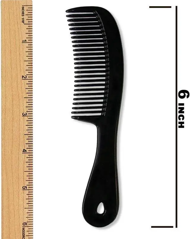 Alt view image 3 of 7 - Men's Hair Comb with Handle, 6 Inch Plastic Flexible, 6 Pack | Black Fine Tooth Styling Set for Everyday Grooming, Travel, Beard and Mustache