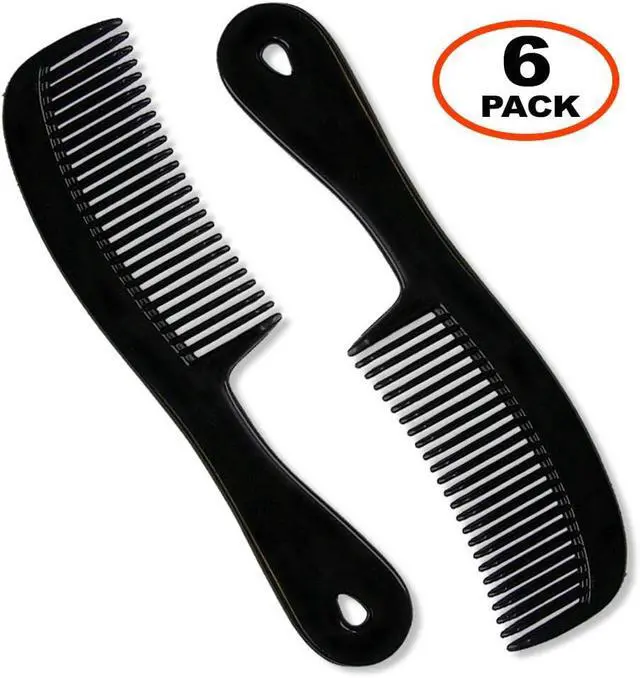 Alt view image 2 of 7 - Men's Hair Comb with Handle, 6 Inch Plastic Flexible, 6 Pack | Black Fine Tooth Styling Set for Everyday Grooming, Travel, Beard and Mustache