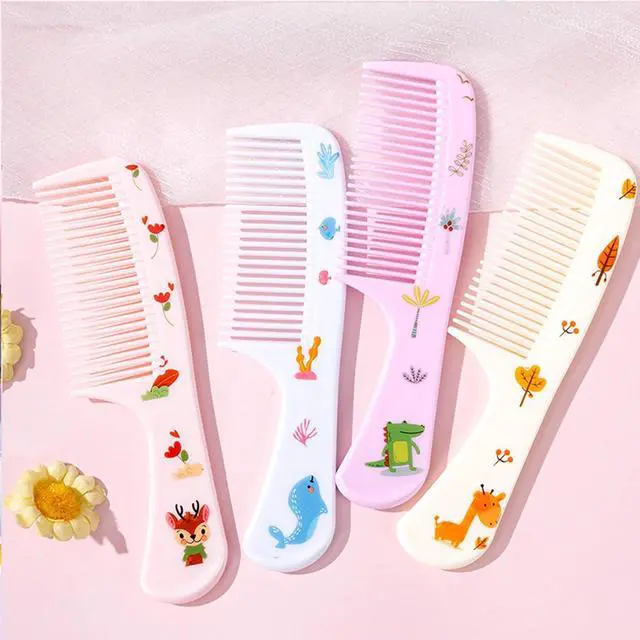 Alt view image 2 of 7 - Small Cute baby Hair Comb,2 Piece Mini Hair Comb Set Toddler Combs Set for Girls Boys Kids Fine Tooth Rat Tail Comb Portable Plastic Hairdressing Combs Gift For Wet And Dry Hair (Blue Whale)