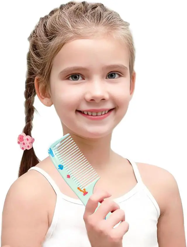 Alt view image 5 of 7 - Small Cute baby Hair Comb,2 Piece Mini Hair Comb Set Toddler Combs Set for Girls Boys Kids Fine Tooth Rat Tail Comb Portable Plastic Hairdressing Combs Gift For Wet And Dry Hair (Blue Whale)