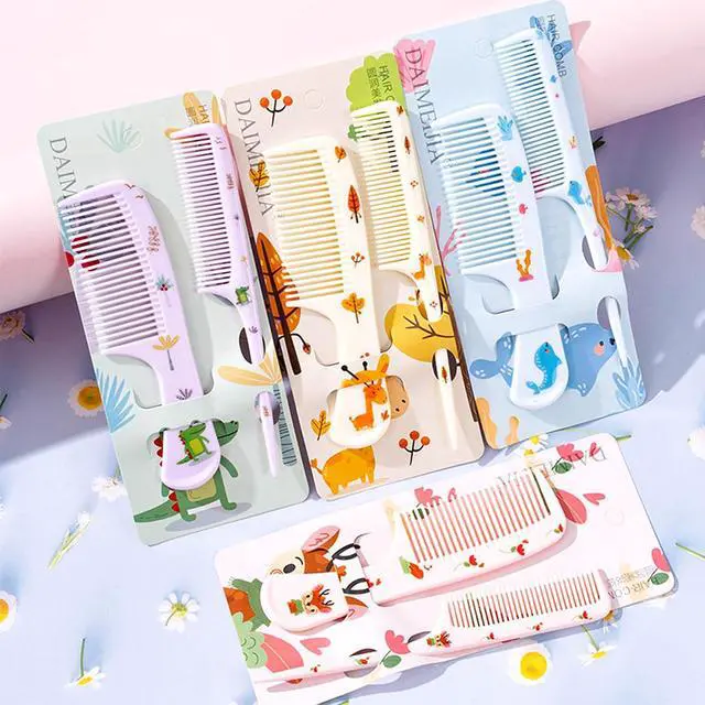 Alt view image 7 of 7 - Small Cute baby Hair Comb,2 Piece Mini Hair Comb Set Toddler Combs Set for Girls Boys Kids Fine Tooth Rat Tail Comb Portable Plastic Hairdressing Combs Gift For Wet And Dry Hair (Blue Whale)