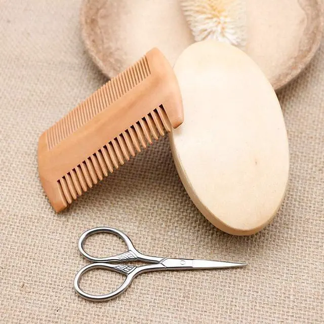 Alt view image 5 of 7 - Hair Dough Beard Brush & Comb, Scissors Set for Men, Set Includes Soft Boar Bristle Brush, Bamboo Wide Tooth Comb, and Mustache Trimming Scissors, Straighten & Soften Your Beard
