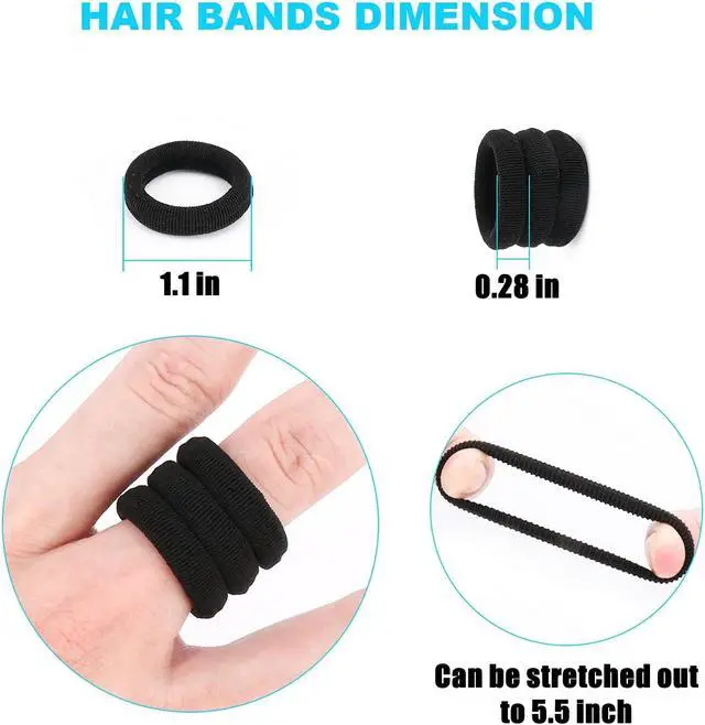 Alt view image 3 of 7 - Hair Ties Mini 100 Pcs Seamless Black Hair Bands Soft Elastics | Stretchy Scrunchie No Damage Ponytail Holders Hair Ties