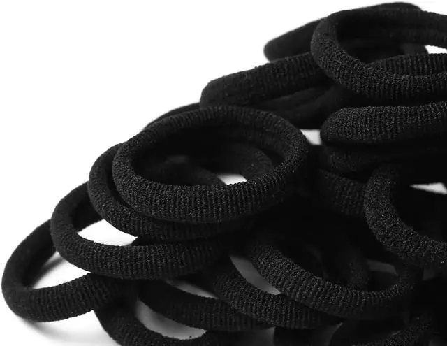 Alt view image 7 of 7 - Hair Ties Mini 100 Pcs Seamless Black Hair Bands Soft Elastics | Stretchy Scrunchie No Damage Ponytail Holders Hair Ties