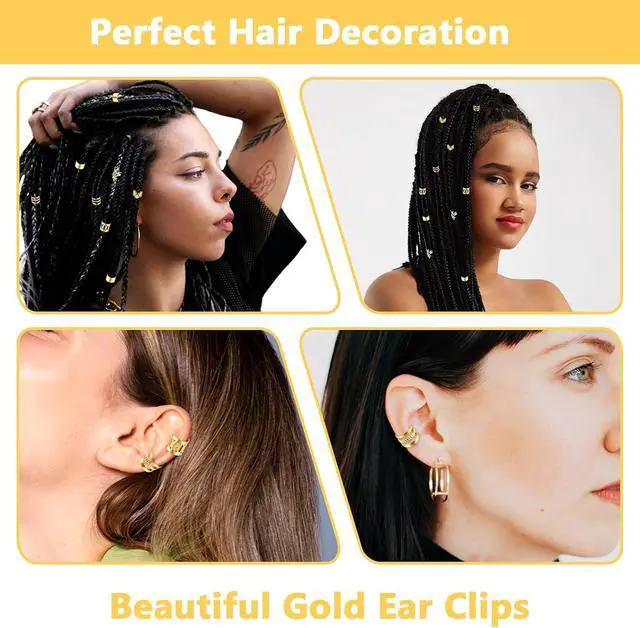 Alt view image 4 of 7 - Tyqour 50pcs Gold Hair Jewelry for Braids Accessories Loc Jewelry for Hair Dreadlocks Adjustable Hair Rings Hair Cuff Hair Charms Braid Jewelry Hair Beads Decorations for Men Women