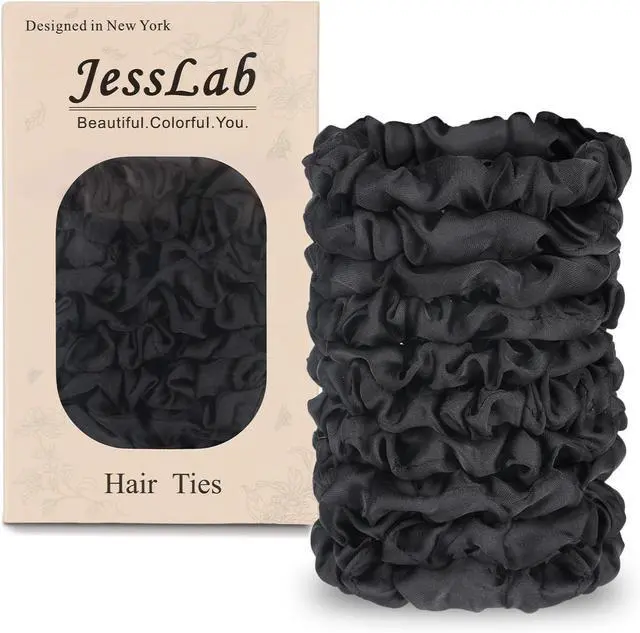 Main image of JessLab Luxe Satin Scrunchies, No Damage Hair Ties for Sleeping, Ultra-Gentle on All Hair Types, 10 Pack
