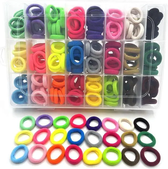 Main image of 288 Pcs Toddler Hair Ties, Soft Seamless Cotton Baby Hair Ties, Multicolor Small Hair Bands for Little Girls and Kids, Elastic Hair Accessories Ponytail Holders (24 Colors)