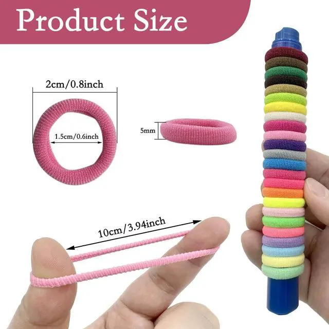 Alt view image 4 of 7 - 288 Pcs Toddler Hair Ties, Soft Seamless Cotton Baby Hair Ties, Multicolor Small Hair Bands for Little Girls and Kids, Elastic Hair Accessories Ponytail Holders (24 Colors)