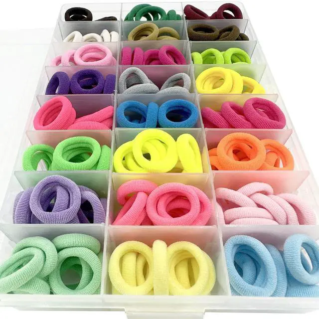 Alt view image 6 of 7 - 288 Pcs Toddler Hair Ties, Soft Seamless Cotton Baby Hair Ties, Multicolor Small Hair Bands for Little Girls and Kids, Elastic Hair Accessories Ponytail Holders (24 Colors)