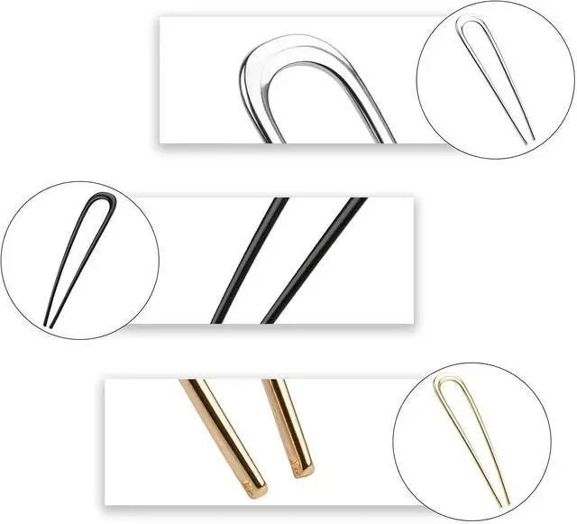 Alt view image 3 of 7 - 3Pcs Metal U-Shaped Twist Hair Pins for Thick Hair, 5.5 Inch | French Style Bun Pins for Women, Ideal for Updo Hairstyles, Secure Hold, No Crease, Classic Hair Accessories
