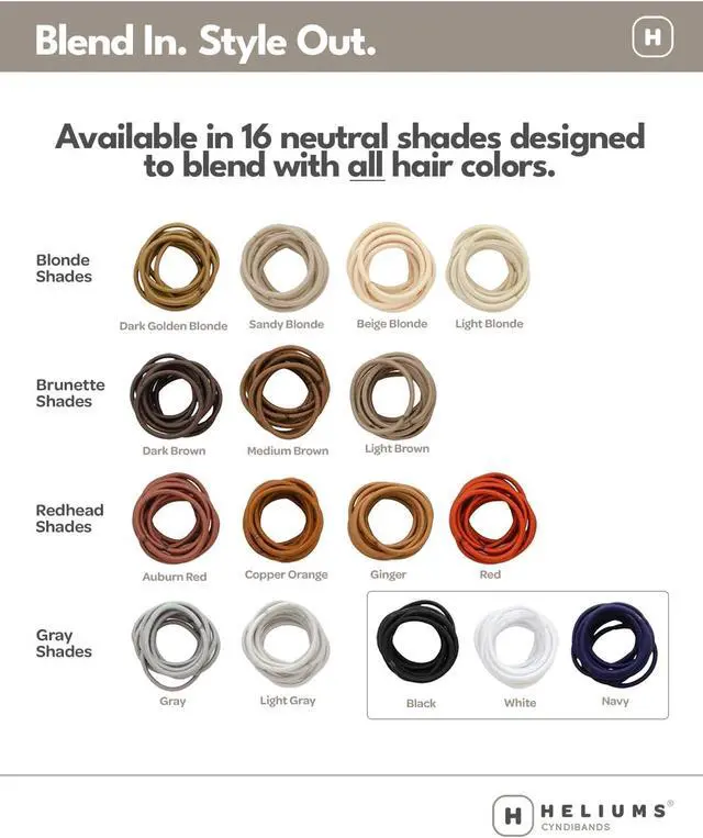Alt view image 3 of 7 - Heliums Small Hair Ties - Black - No Damage Mini 1 Inch Reusable 2mm Elastics for Thin Hair and Kids, Neutral Ponytail Holders - 48 Count