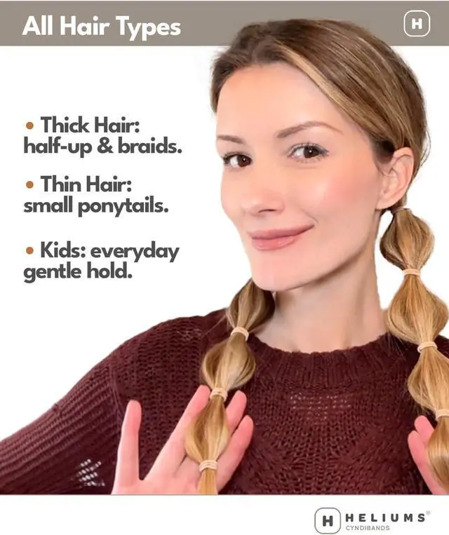 Alt view image 5 of 7 - Heliums Small Hair Ties - Black - No Damage Mini 1 Inch Reusable 2mm Elastics for Thin Hair and Kids, Neutral Ponytail Holders - 48 Count