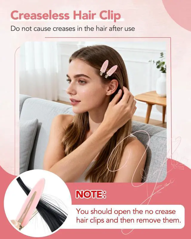 Alt view image 4 of 7 - Amizo 6 Pcs Creaseless Flat Hair Clips for Makeup and Daily Beauty Routine | No Crease Design, No Bend Styling, Gold Metal Handles, Hold Bangs for Women and Girls, During Skin Care and Getting Ready