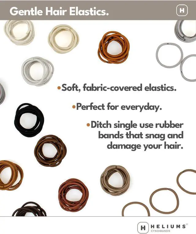 Alt view image 7 of 7 - Heliums Small Hair Ties - Black - No Damage Mini 1 Inch Reusable 2mm Elastics for Thin Hair and Kids, Neutral Ponytail Holders - 48 Count