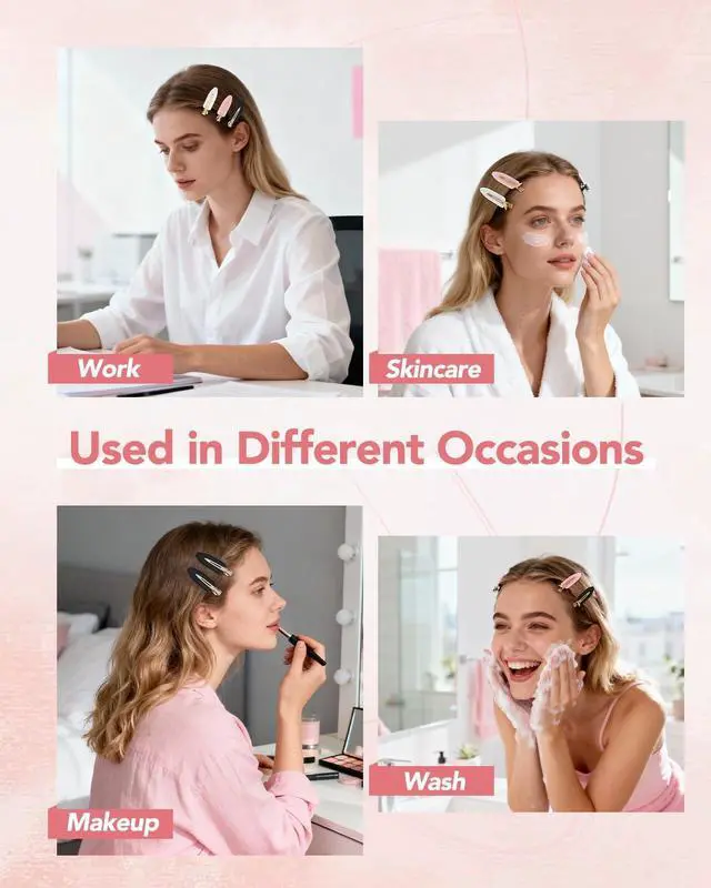 Alt view image 5 of 7 - Amizo 6 Pcs Creaseless Flat Hair Clips for Makeup and Daily Beauty Routine | No Crease Design, No Bend Styling, Gold Metal Handles, Hold Bangs for Women and Girls, During Skin Care and Getting Ready