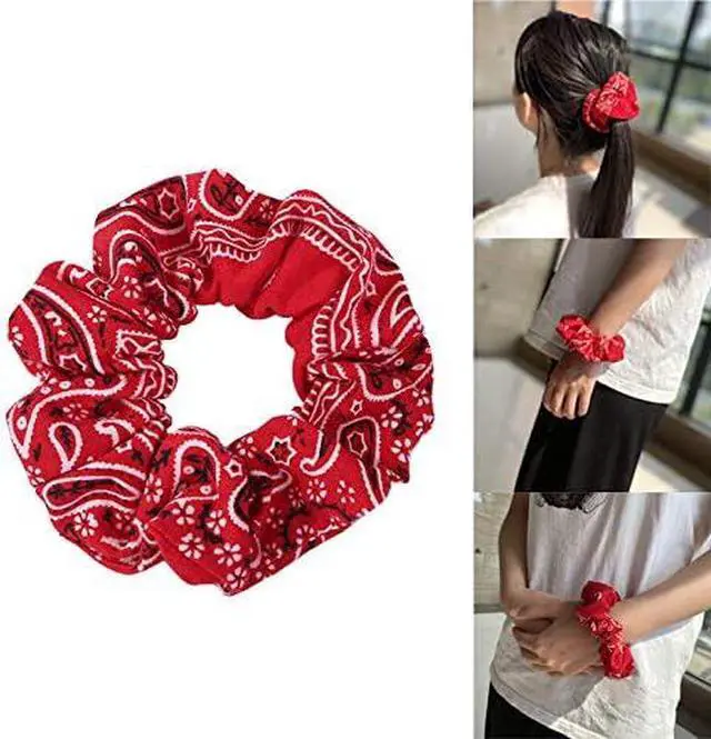 Alt view image 4 of 5 - Bandana Print Scrunchies Hair Ties, 5PCS Cotton Hair Elastics for Women