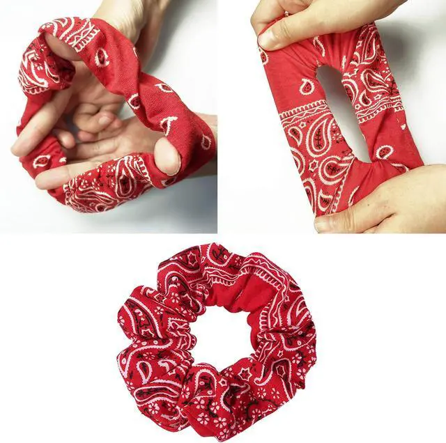 Alt view image 3 of 5 - Bandana Print Scrunchies Hair Ties, 5PCS Cotton Hair Elastics for Women