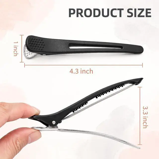 Alt view image 2 of 7 - Hair Sectioning Clips, 6 Pack No Crease Duck Bill Clips, Black | Silicone Grip Holds Hair Securely for Blow Drying, Curling, Hair Cutting and Styling, Ideal for Salon and Home Use