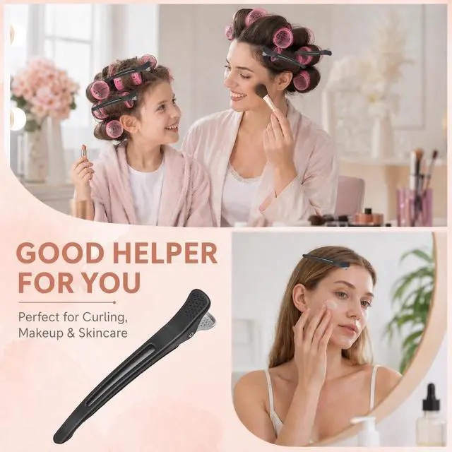 Alt view image 5 of 7 - Hair Sectioning Clips, 6 Pack No Crease Duck Bill Clips, Black | Silicone Grip Holds Hair Securely for Blow Drying, Curling, Hair Cutting and Styling, Ideal for Salon and Home Use