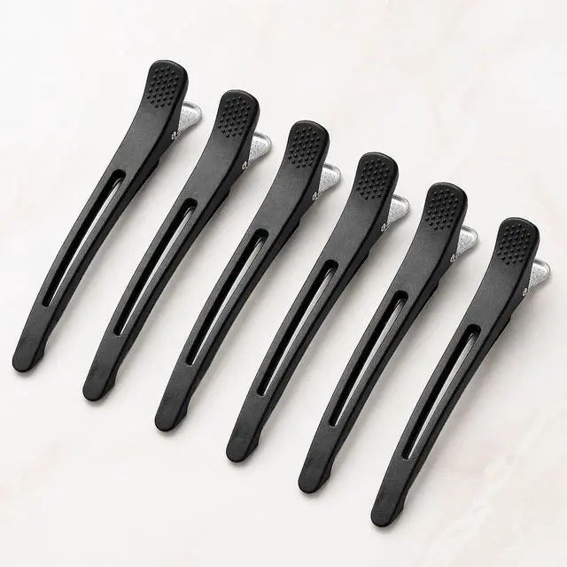 Alt view image 7 of 7 - Hair Sectioning Clips, 6 Pack No Crease Duck Bill Clips, Black | Silicone Grip Holds Hair Securely for Blow Drying, Curling, Hair Cutting and Styling, Ideal for Salon and Home Use
